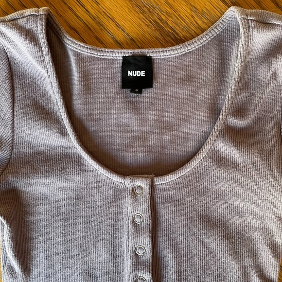 Nude Short Sleeve Body Suit Ribbed Size Small - Picture 5 of 8